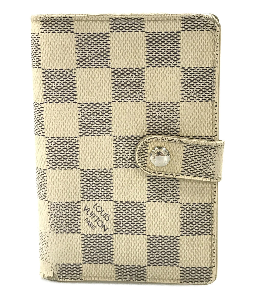 Louis Vuitton Bifold Wallet Coin Purse Damier Canvas Leather Azur White